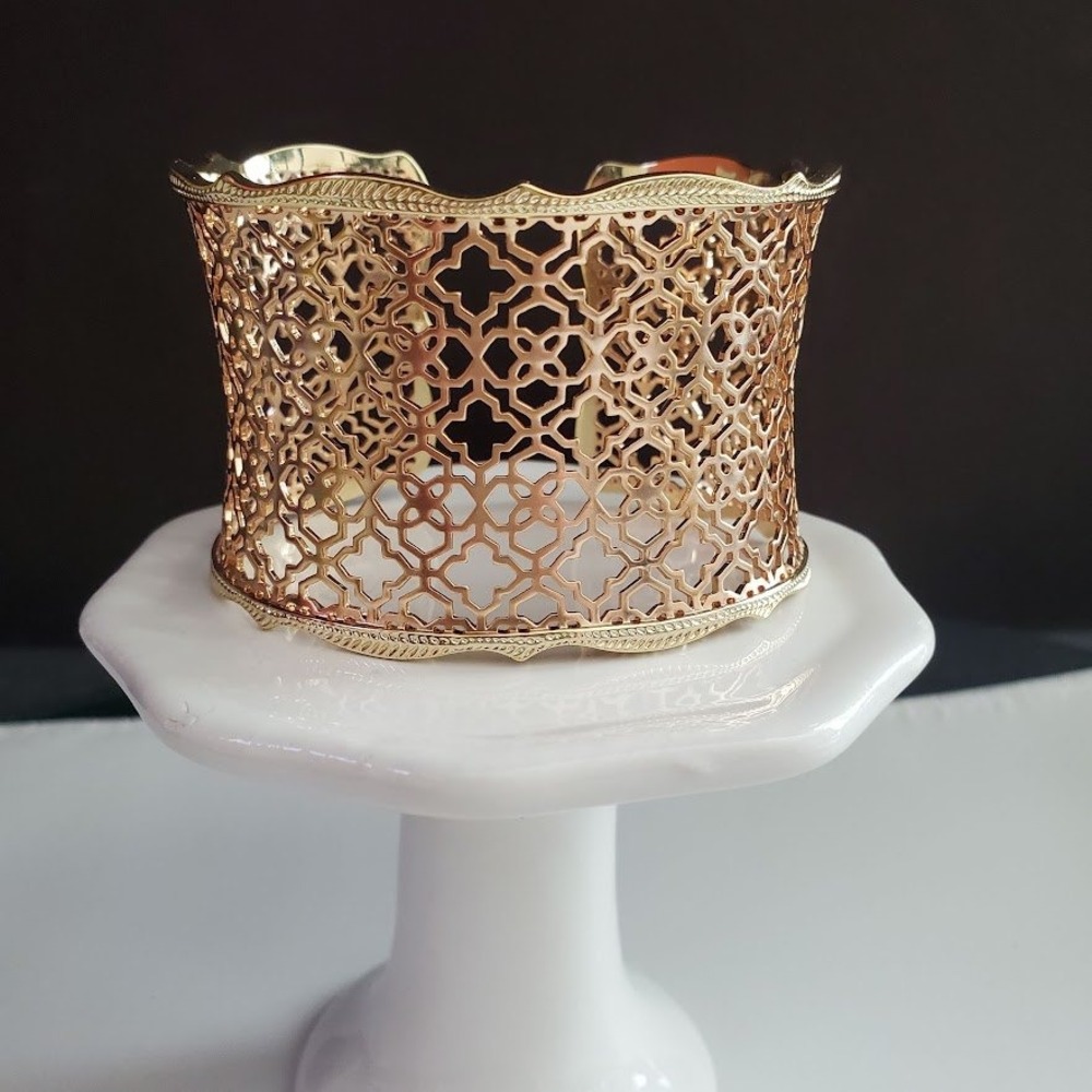 Kendra Scott Candice Cuff Bracelet Rose Gold & Gold Plate Filigree Lattice - Picture 8 of 10
